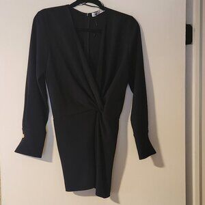 NWT Zara Size Medium Black Long Sleeve Blouse Rayon Material